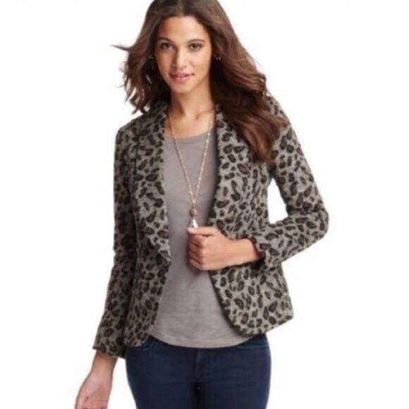 LOFT Jackets & Blazers - LOFT ANN TAYLOR Blazer Small Wool Blend Business Animal Print Office Work Career